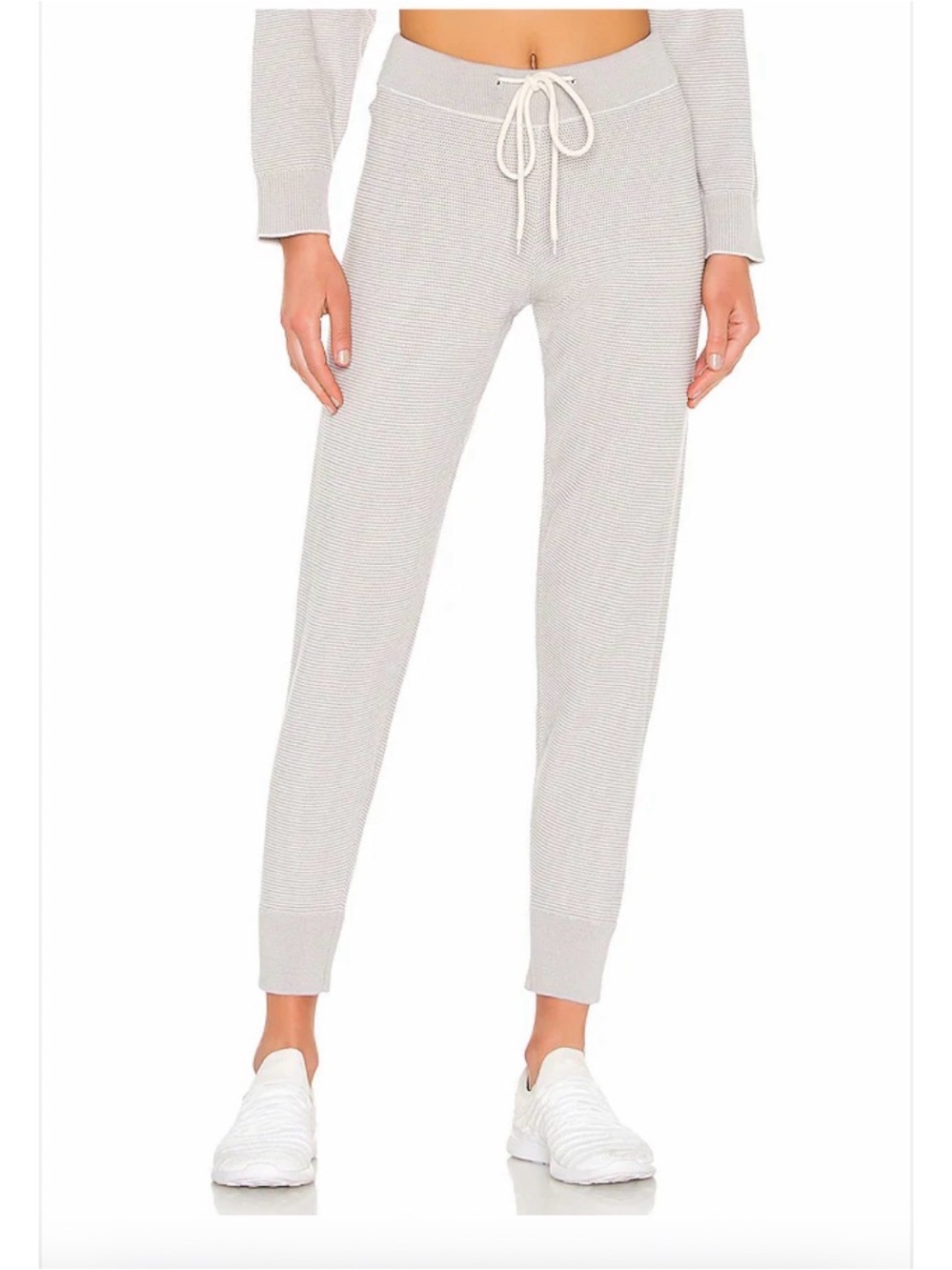 Light Gray varley Knit Jogger Pants with Drawstring
